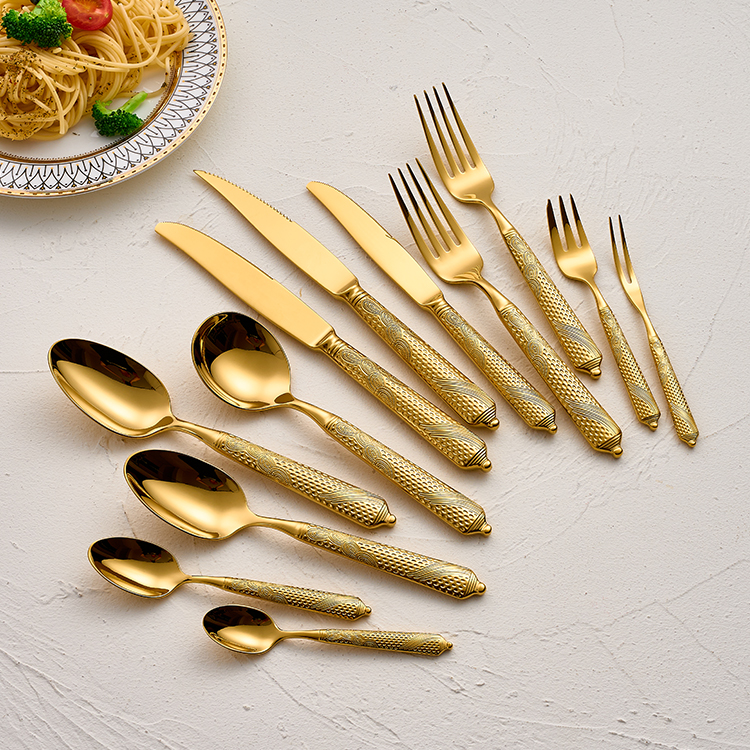 9023 mirror gold cutlery