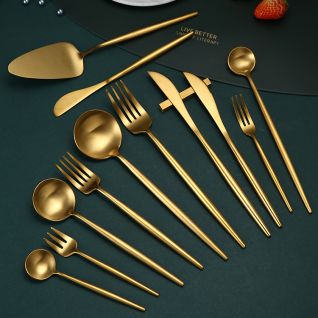 6002 brushed matte gold cutlery