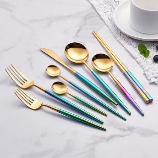 6002 mirror rainbow gold cutlery