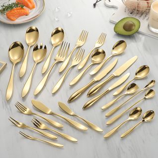 9004 mirror gold cutlery