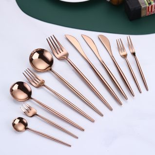 6002 mirror rose gold flatware