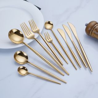 6002 mirror gold flatware