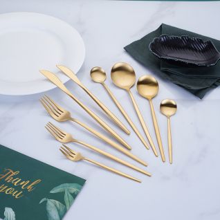 6004 matte gold stainless steel flatware