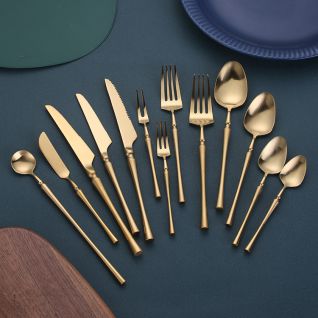 6019 matte polish gold cutlery