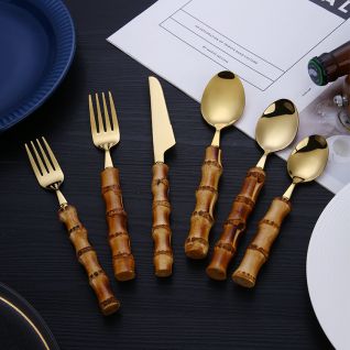 6022 mirror gold flatware