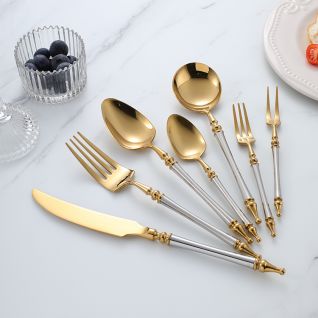 6049 mirror gold silver cutlery