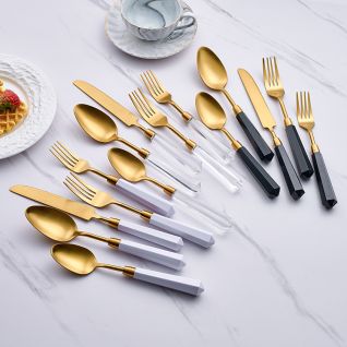 6067 matte gold acrylic handle cutlery