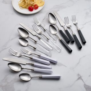 6067 matte silver acrylic handle cutlery