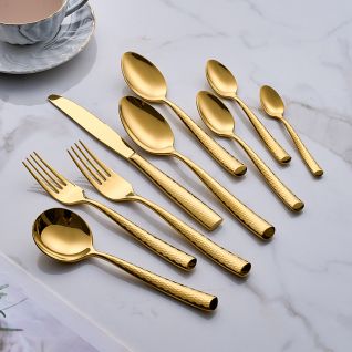 6076 mirror silver and gold cutlery