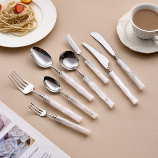 6089 white handle mirror silver cutlery