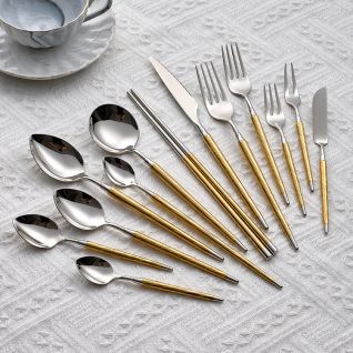 6094 mirror silver and gold cutlery